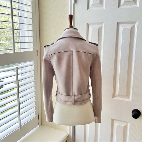 Zara Light Pink Suede Moto Jacket - Picture 10 of 16